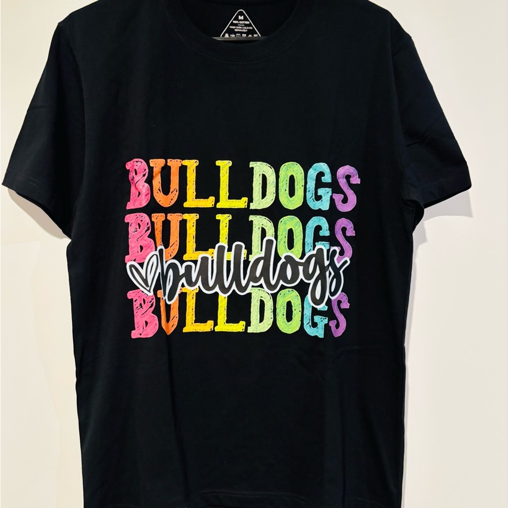 Bulldogs Graphic T-Shirt - Black with Multicolor Print